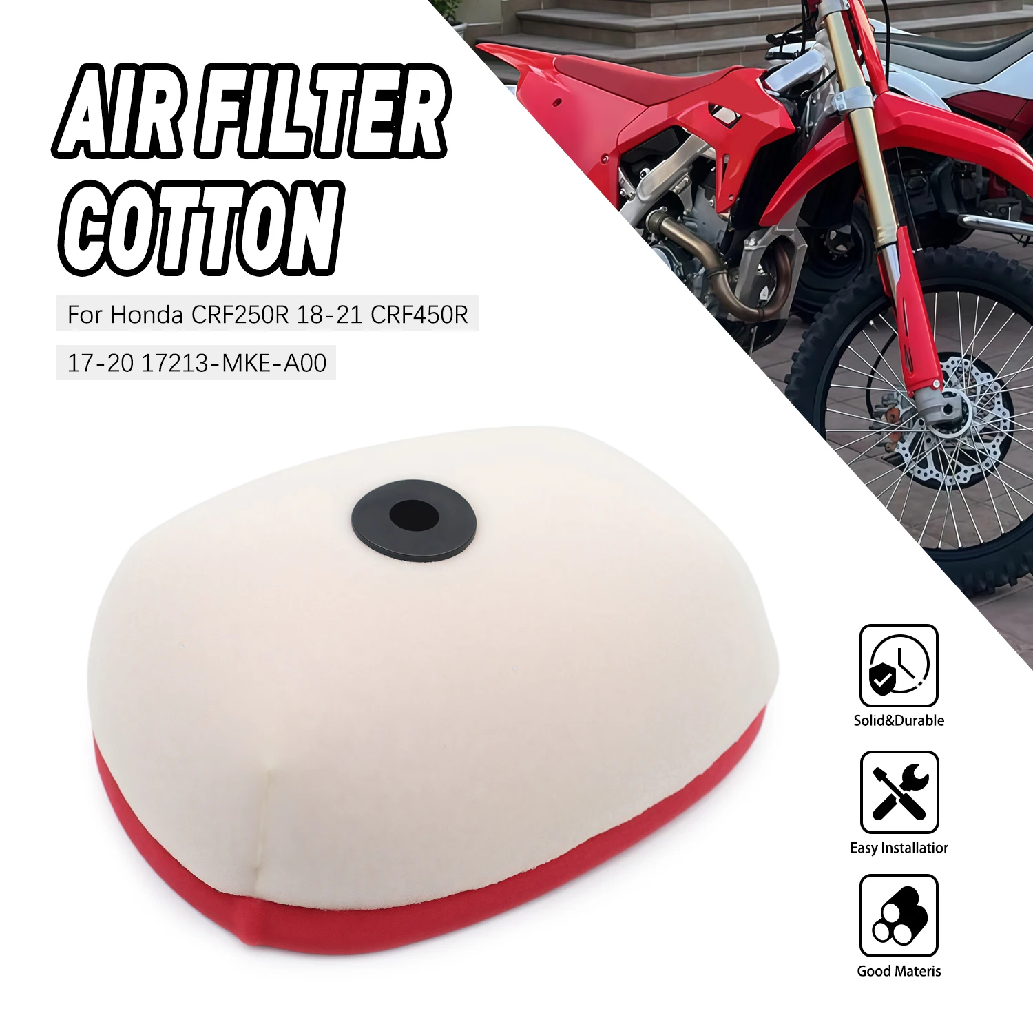

Dual-Stage Foam Air Filter Off Road For Honda 250 450 CRF250R RX CRF450R RWE CRF 2017-2020 17213-MKR-A00 Motorcycle Accessories