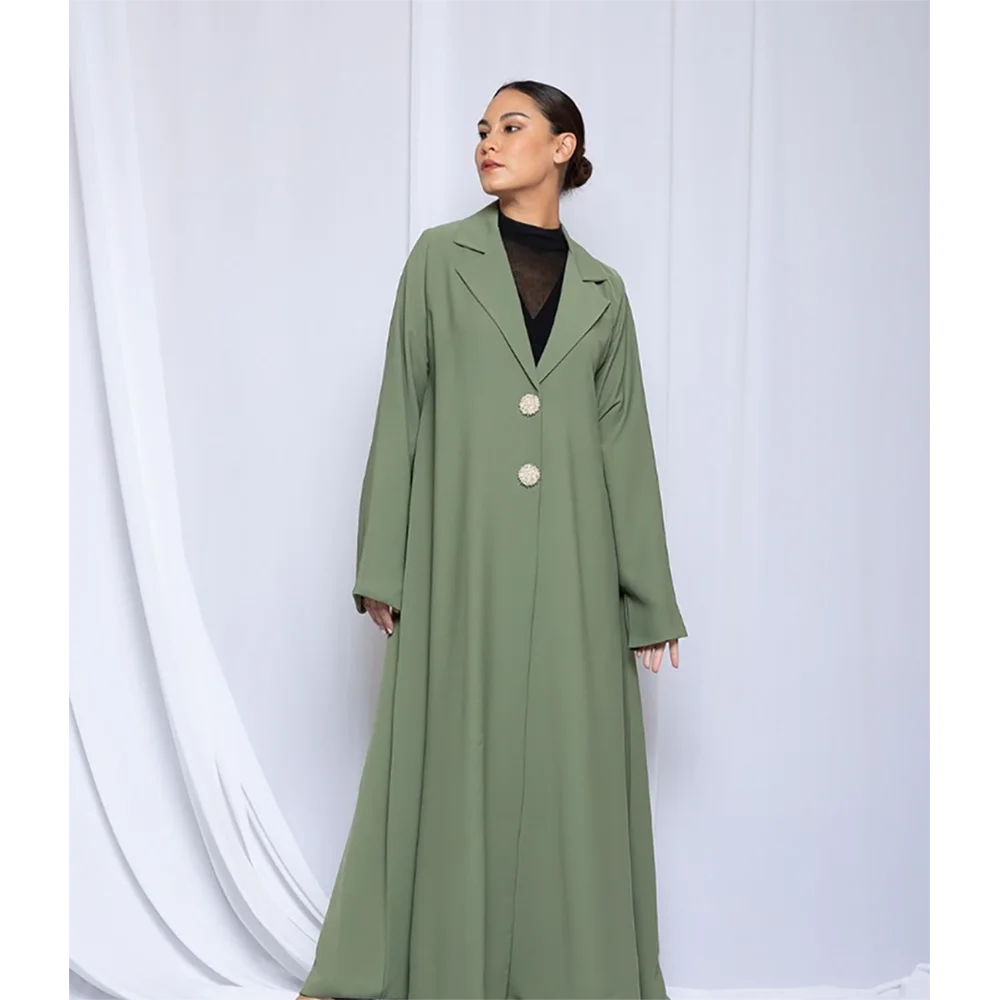 Lady Abaya Luxury Green Single Breasted Women's Blazer One Piece Loose Casual Daily Female Jacket