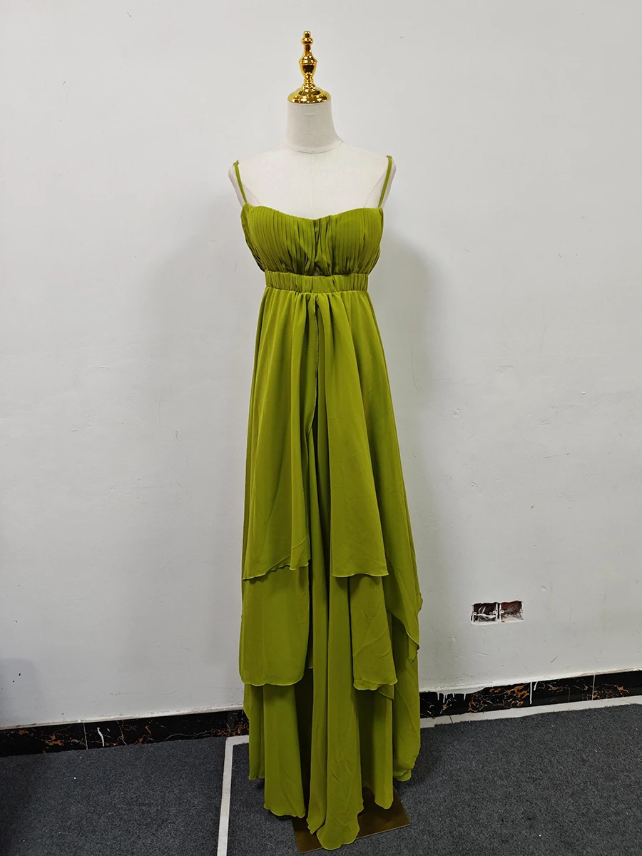 Vgh verão emendado recorte vestidos irregulares para mulheres gola quadrada sem mangas cintura alta elegante camisola vestido longo feminino novo