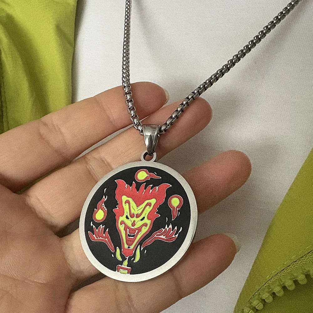 Red Enamel Stainless Steel ICP Amazing Jeckel Brothers Juggalo Charms Hatchetman Necklace Medals Pendant Music Team Band Jewelry