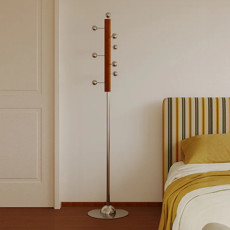 Medieval Nordic stainless steel floor hanging bag coat rack Bedroom storage Light luxury Bauhaus vertical hanging clothes rack