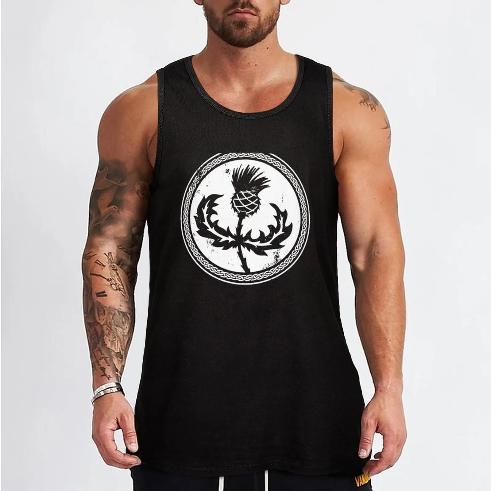 Thistle & Braid - White Tank Top fitness clothing for men T-shirts men gym Men's t-shirts