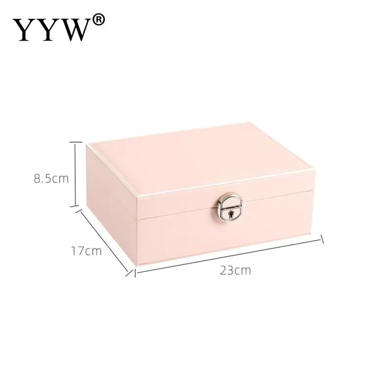 Jewelry Box Women Gift Large Leather Jewelry Organizer Storage Case With Two Layers Display For Earrings Bracelets Rings Watches