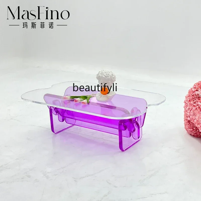 TTT Nordic creative designer, acrylic violet coffee table, special-shaped side table small apartment