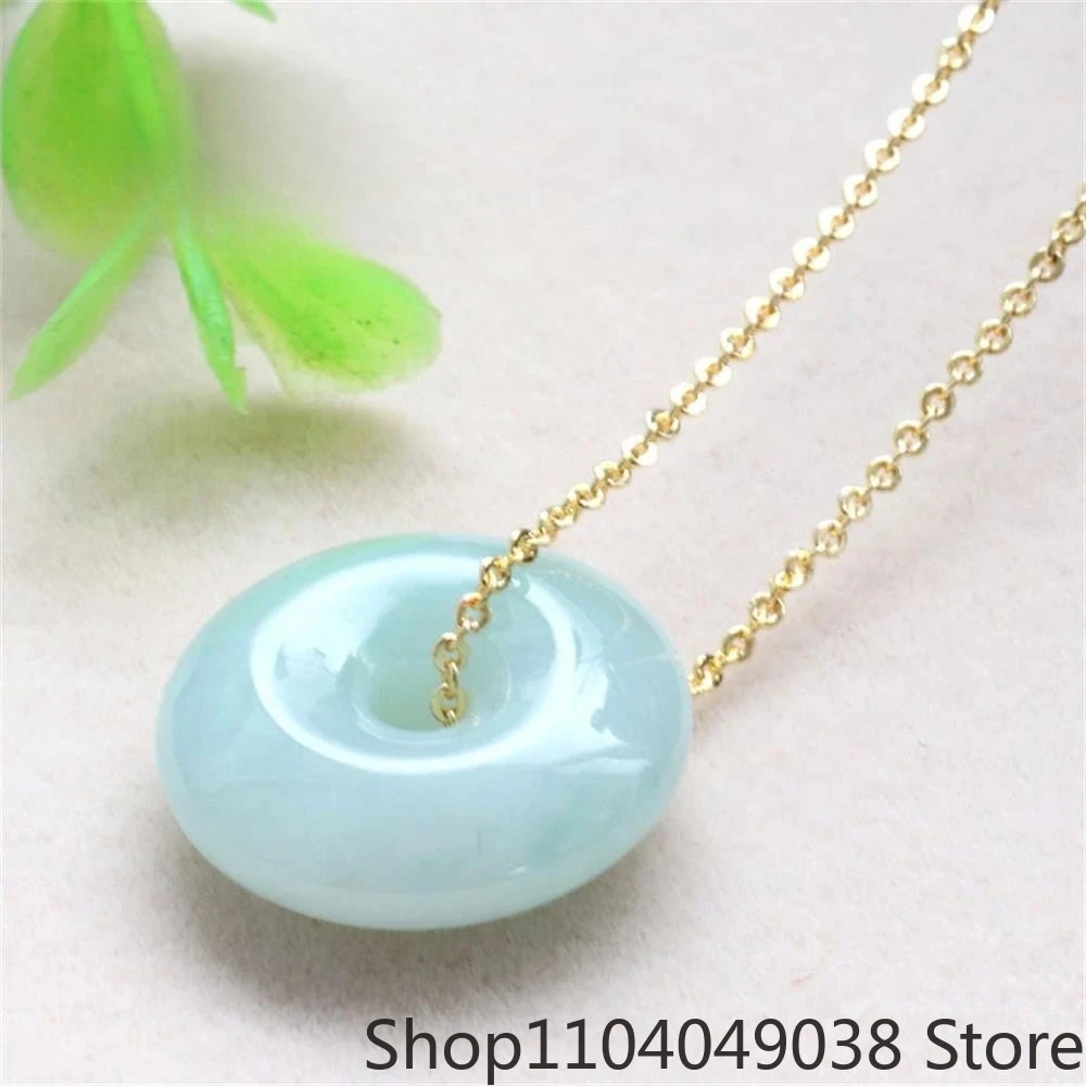 

Natural Myanmar A-goods Jadeite Ice Moist Peace Button Pendant Exquisite Elegant Simple High-grade Fashion Jewelry Holiday Gifts