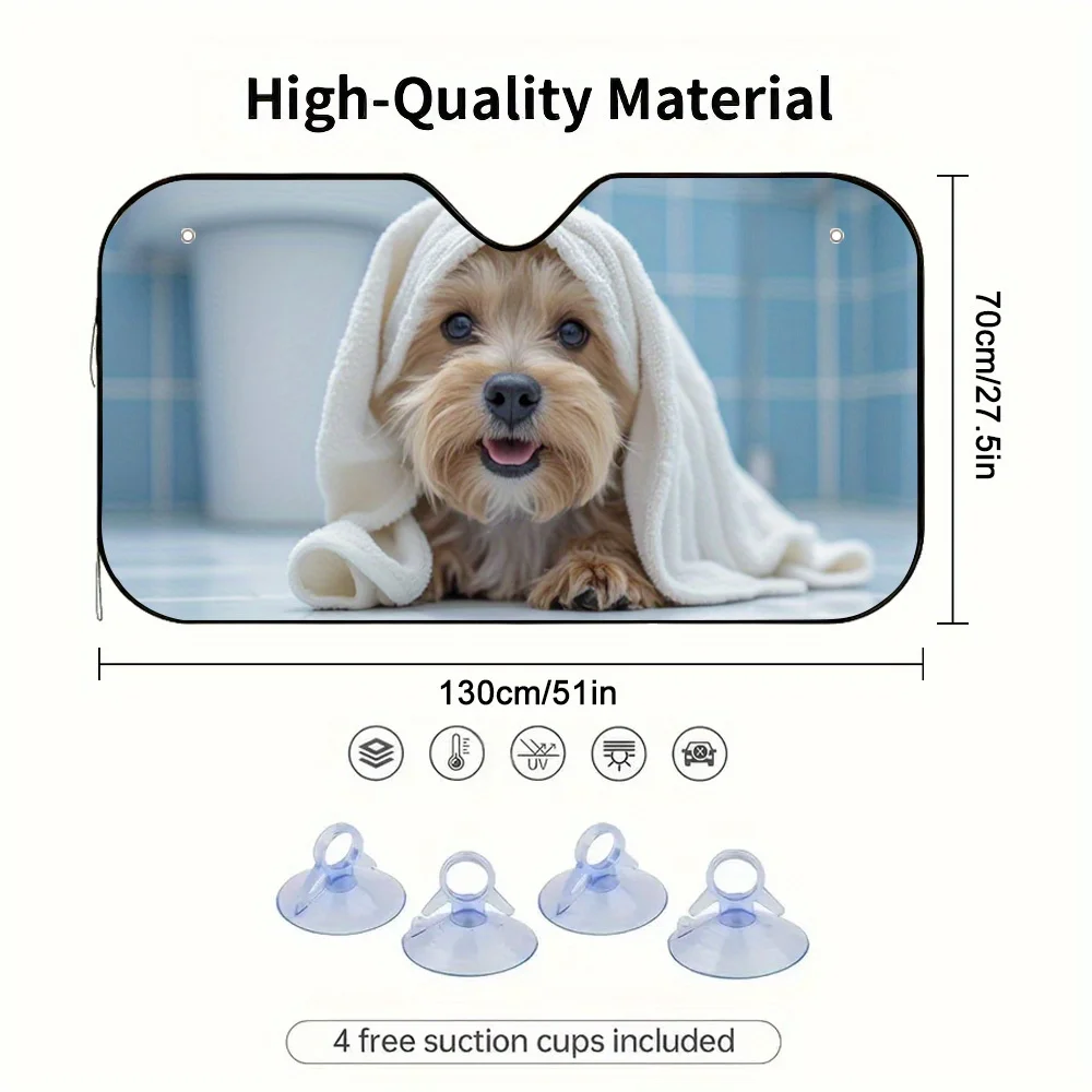 1pc Cozy Golden Pup Car Sun Visor - UV Protection & Heat Reduction, Keeps Your Dog Cool & Comfortable, Stylish Pet Accessory For