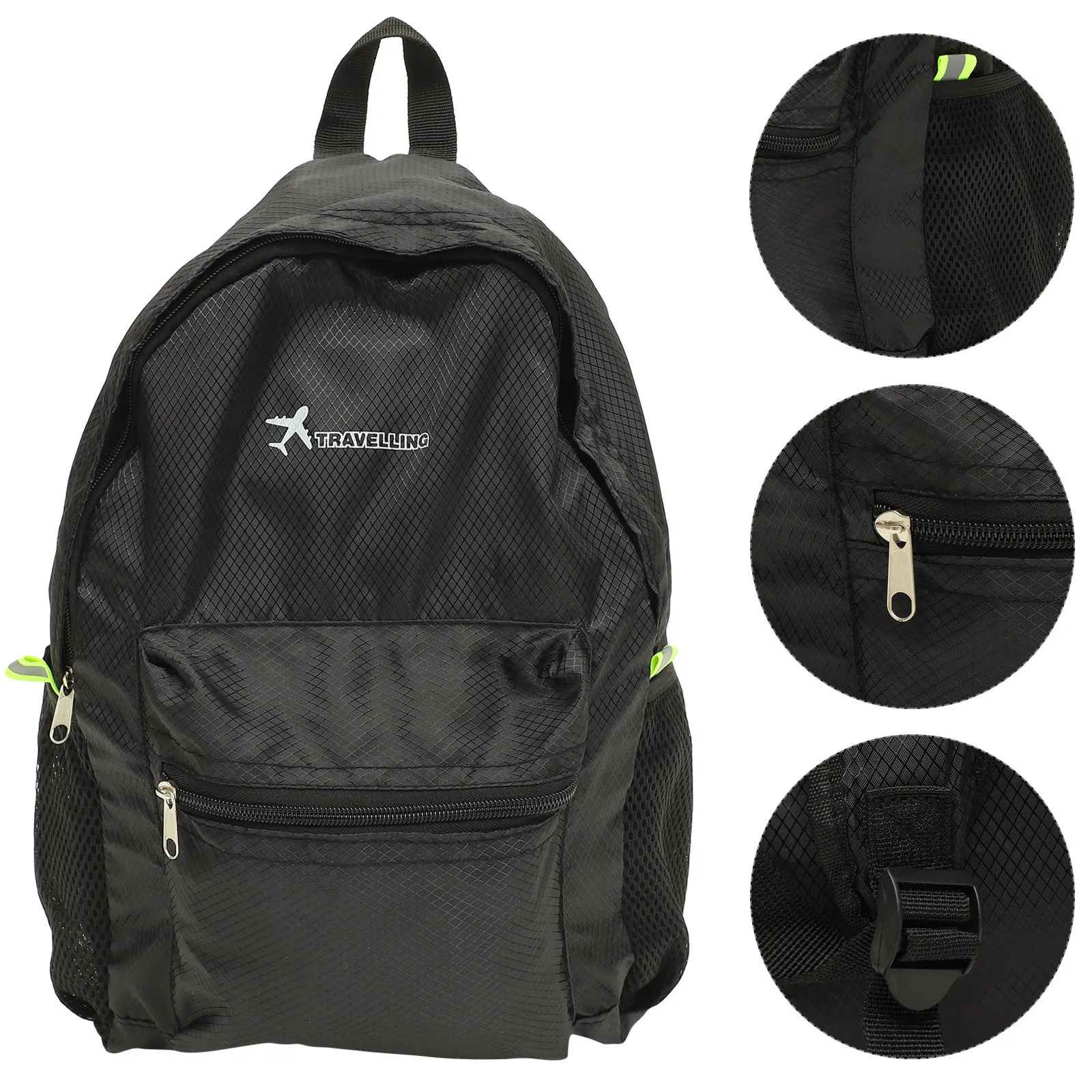 

Travel Backpack Foldable Lightweight Outdoor Bag For Hiking Camping Picnic Large Capacity Mesh Pocket Unisex Daypack