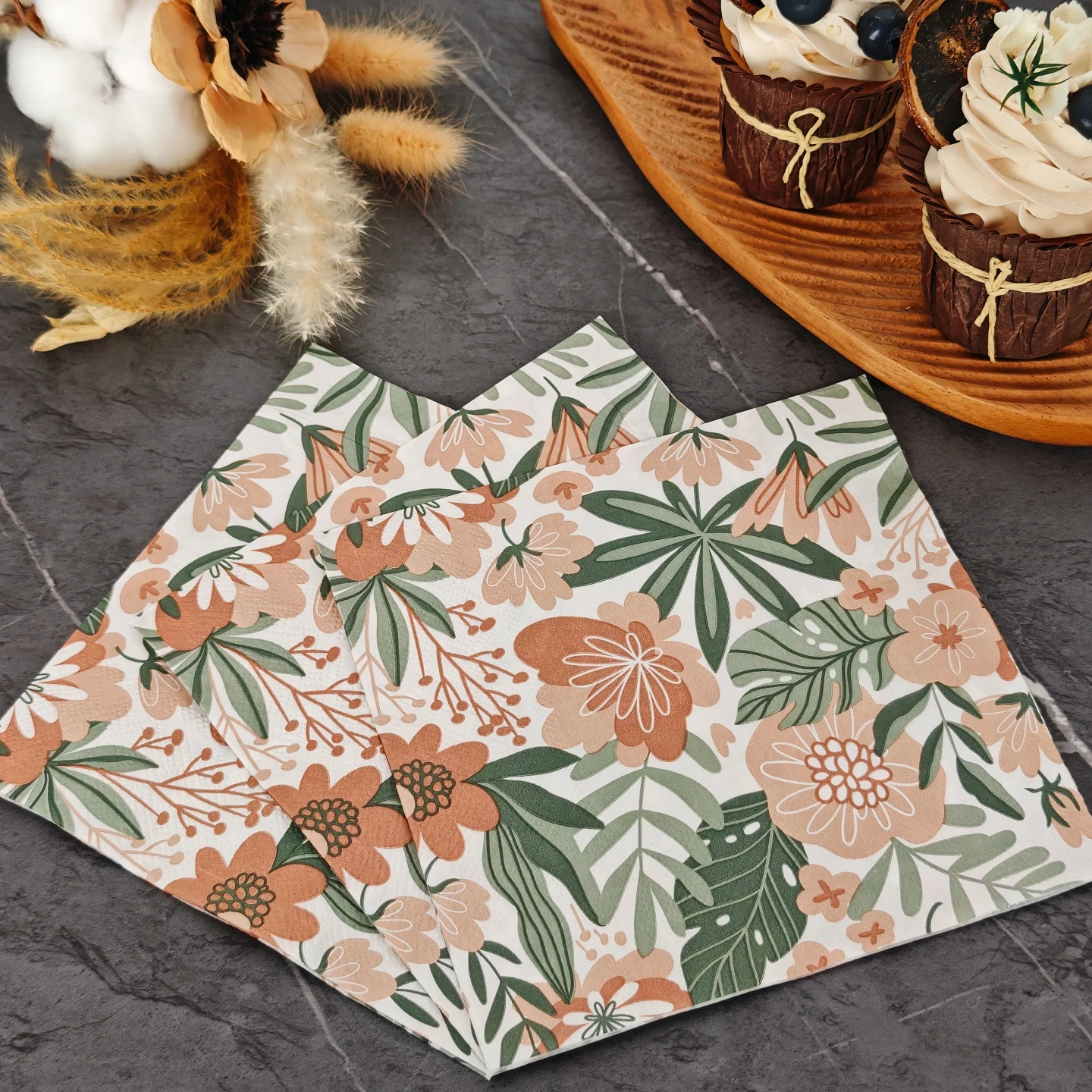 20/50pcs 33*33cm 2ply Hand-drawn Floral Pattern Napkins for Dining,Baking,Festive Parties,and Wedding Decorations
