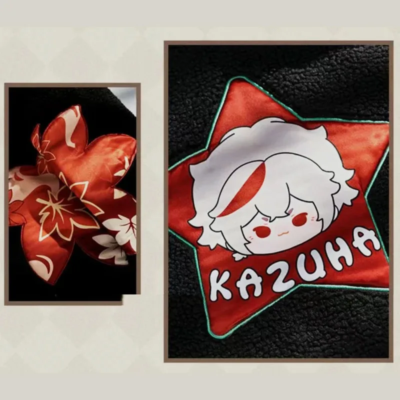 

CyAnime Five Kasen Cosplay Kazuha Hoodie Zip Up Fleece Jacket Harajuku Clothes Men Women Kaedehara Kazuha Cosplay Costume Outfit