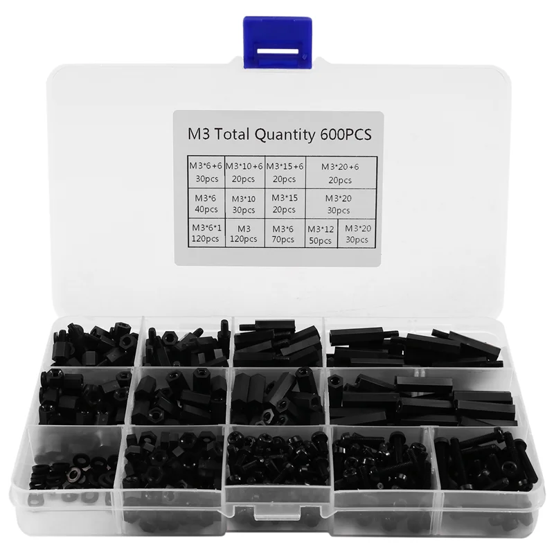 

ABKU-600PCS M3 Мужской Женский Шестигранный Нейлоновый Прокладка Комплект Проставки Для Печатной Платы Материнской Платы Сборки