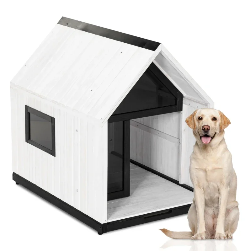 Creativity Outdoor Dog House, Sun Protection Weatherproof Dog Houses for Small Medium Large Sized with Slide Out Floor