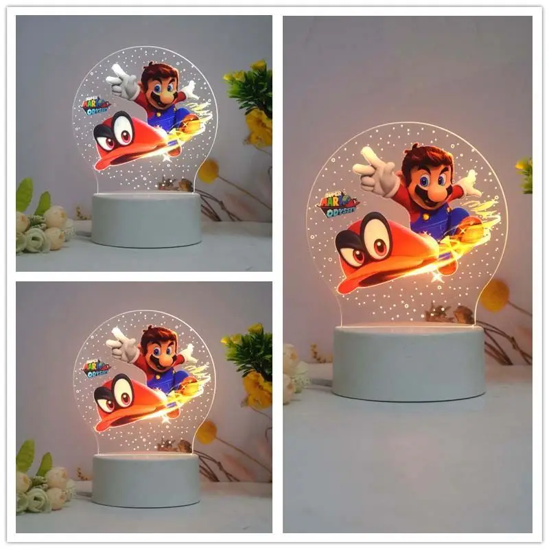 Super Mario Bros 3D Projection Night Light Bedside Lamp Cute Atmosphere Warm Light Dimmable Home Sleeping Lamp Gifts Toy view 6
