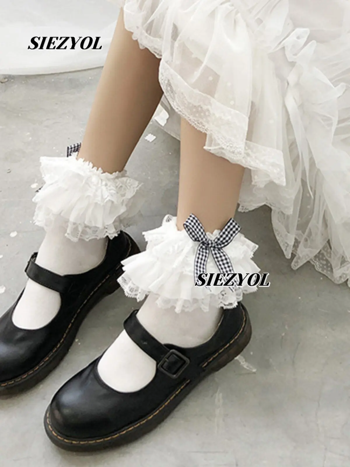 Lolita Sweet Princess Bows Multi-layer Large Lace Cake Socks Versatile Cotton Kawaii Soft Girl Ankle Socks for Women