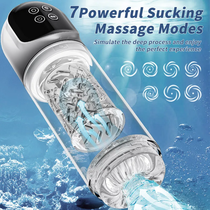 7 Rotating Sucking Water SPA Automatic Male Masturbator Cup Real Pussy Blowjob Machine Adult Masturbation Sex Toys For Men Male