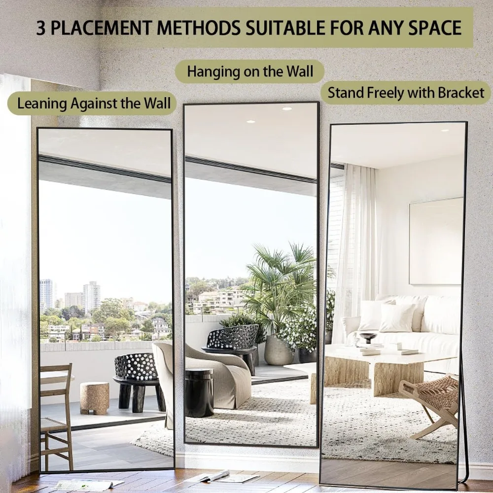 Full Length Mirror, 71"x28" Standing Hanging or Leaning Against Wall Floor Mirrors Body Dressing Wall-Mounted