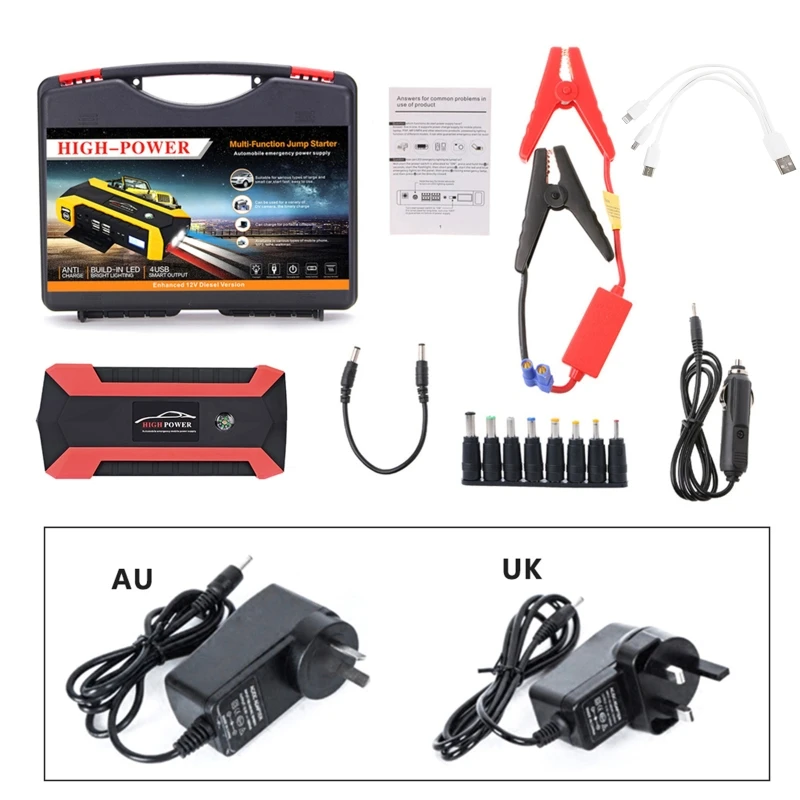 

89800mAh 4 USB Portable Car Jump Starter Pack Booster Power