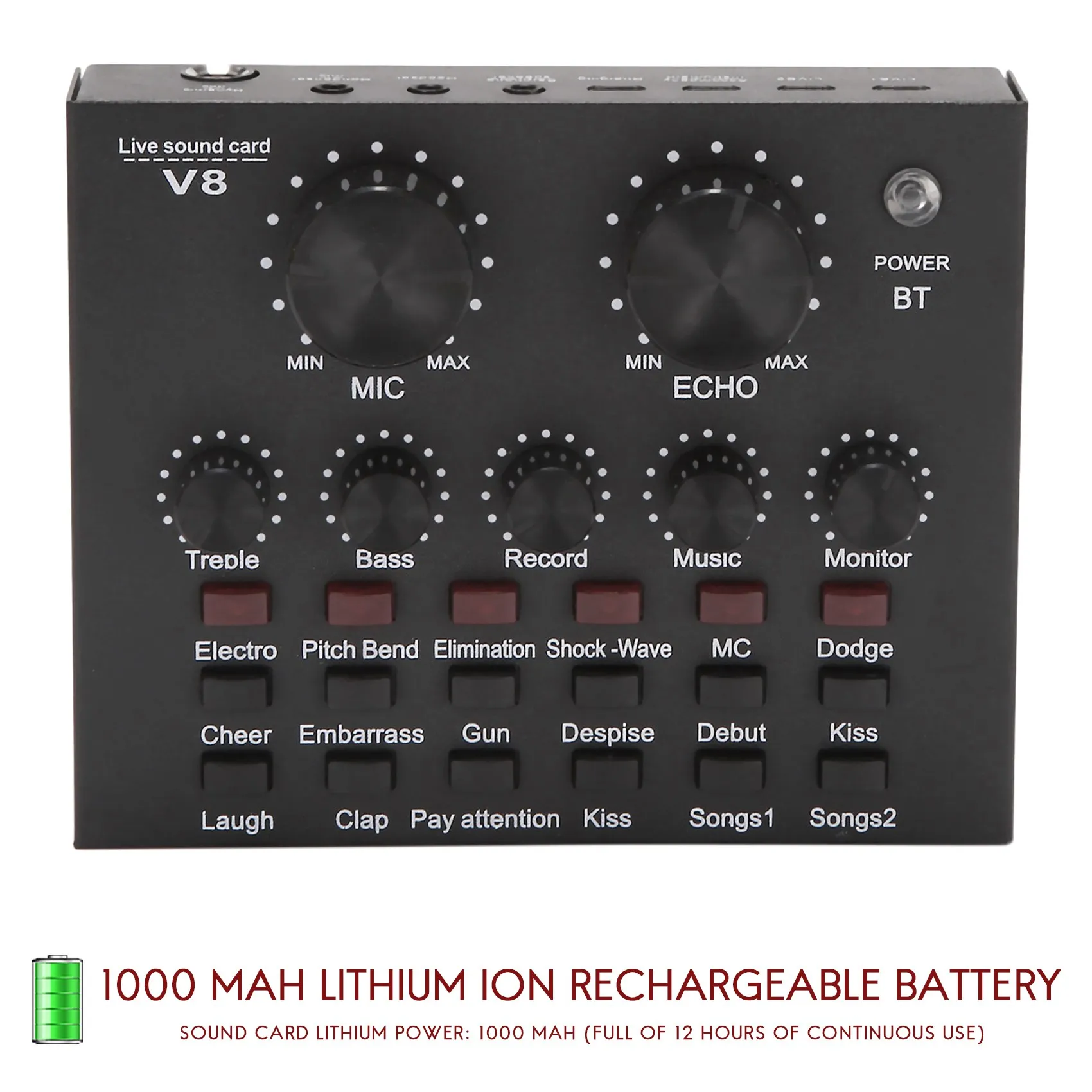 

Звуковая карта X12A-V8, аудиоинтерфейс, внешняя USB-карта для микрофона, функция Bluetooth для компьютера, ПК, мобильного телефона