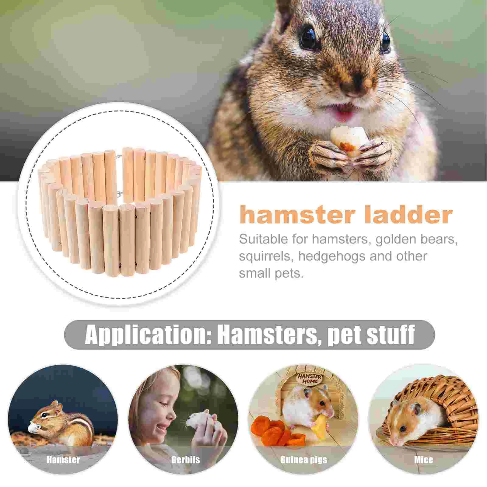 Wooden Climbing Ladder Hamster Resting Ladder Hamster Flexible Wooden Hamster Ladder Plaything Hamster Ladder Cage Movable Rest