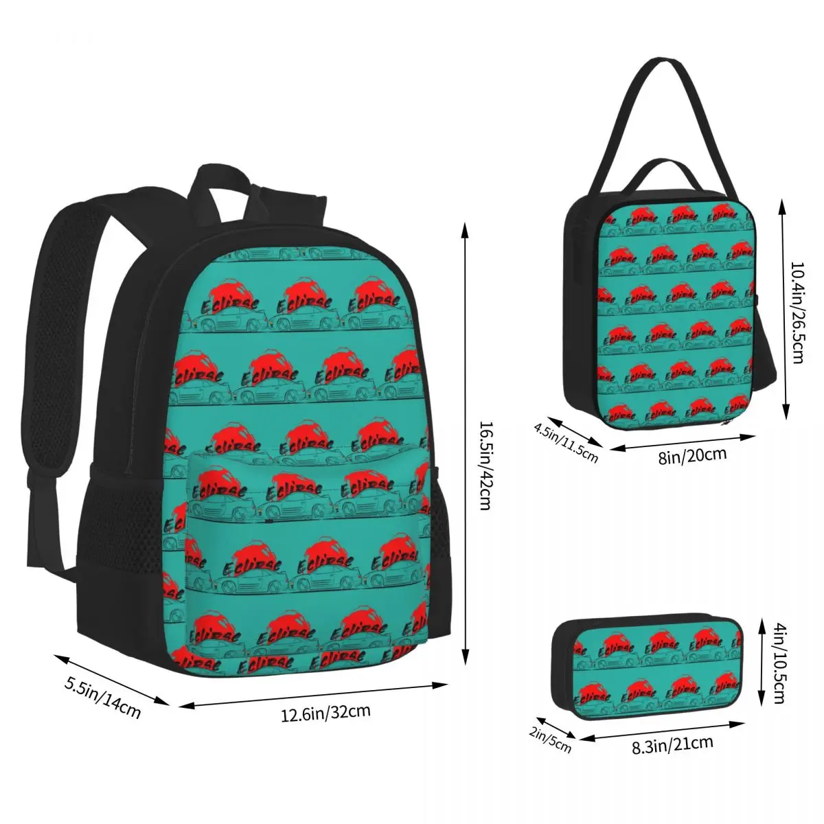 Eclipse 3 3G ECLIPSE Backpacks Boys Girls Bookbag School Bags Children Rucksack Lunch Bag Pen Bag Three-Piece Set