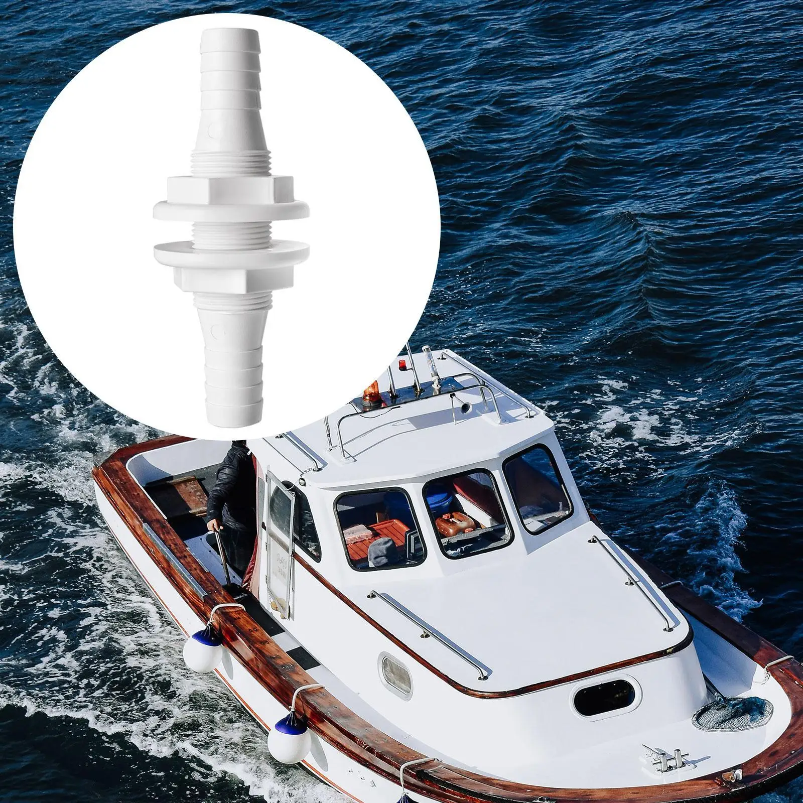 

Water Pipe Fitting Thru Hull Plastic Hose Barb Bulkhead Hardware for Sewage Pipeline Boat Drainage Outlet