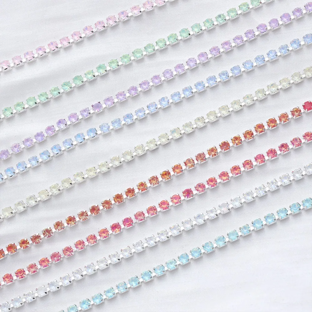 1 Yard 3mm Mocha Crystal Rhinestone Chain Trim Bling Diamonds Rhinestone Chains for Crafts DIY Sewing Jewelry Clothing Wedding