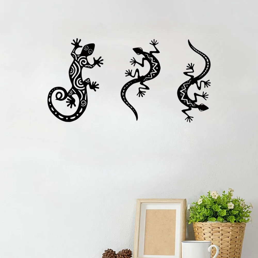 Stylish 3D Gecko Wall Decoration – Stunning Metal Lizard Silhouette Art Perfect for Bedroom and Living Room Aesthetics