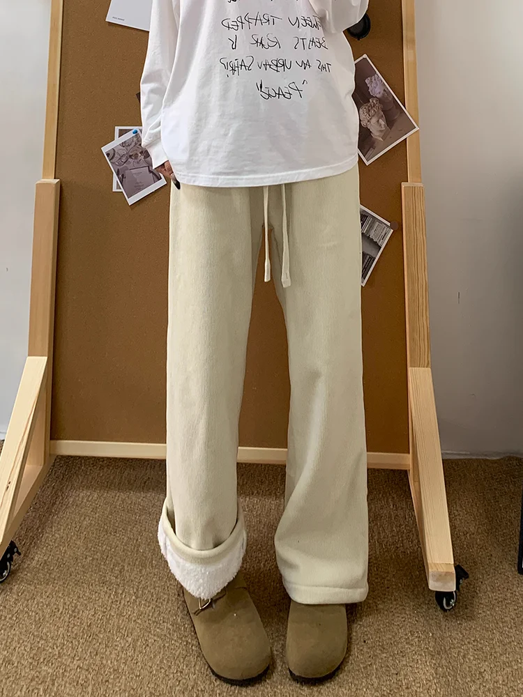 

Thiened, большие размеры, бархатные вельветовые спортивные штаны из ягненка для мужчин и женщин, северо-восточные, ниже 40 мм, морозостойкие, теплые, прямые штаны...