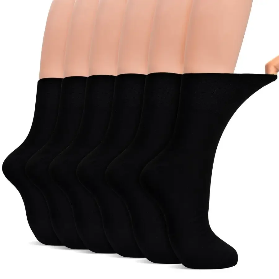 Diabetic Socks For Men Cushioned Sole Crew Loose Fit Non-Binding Socks Women ,6 Pairs