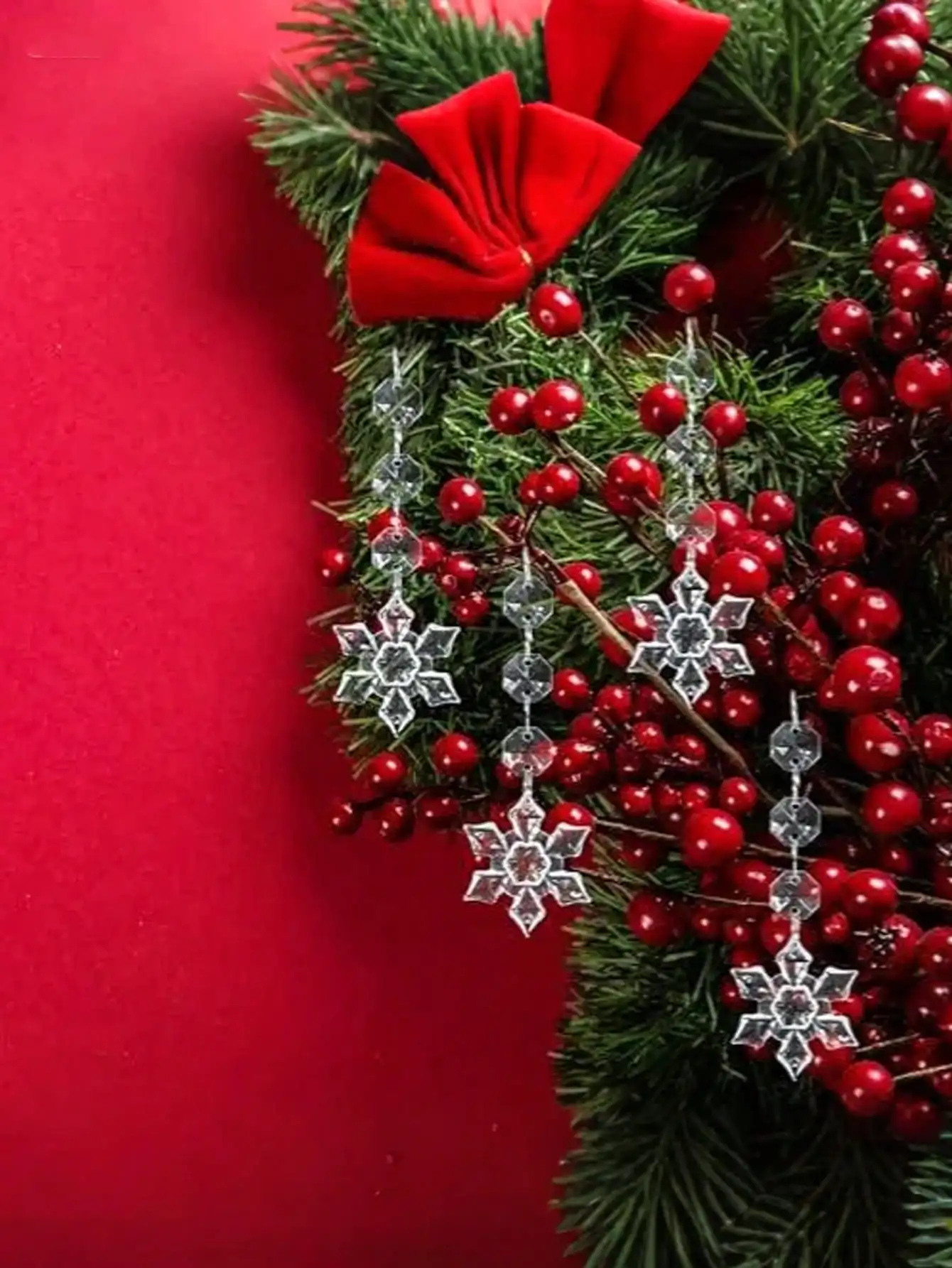 30pcs Crystal Acrylic Snowflake Christmas Tree Ornaments