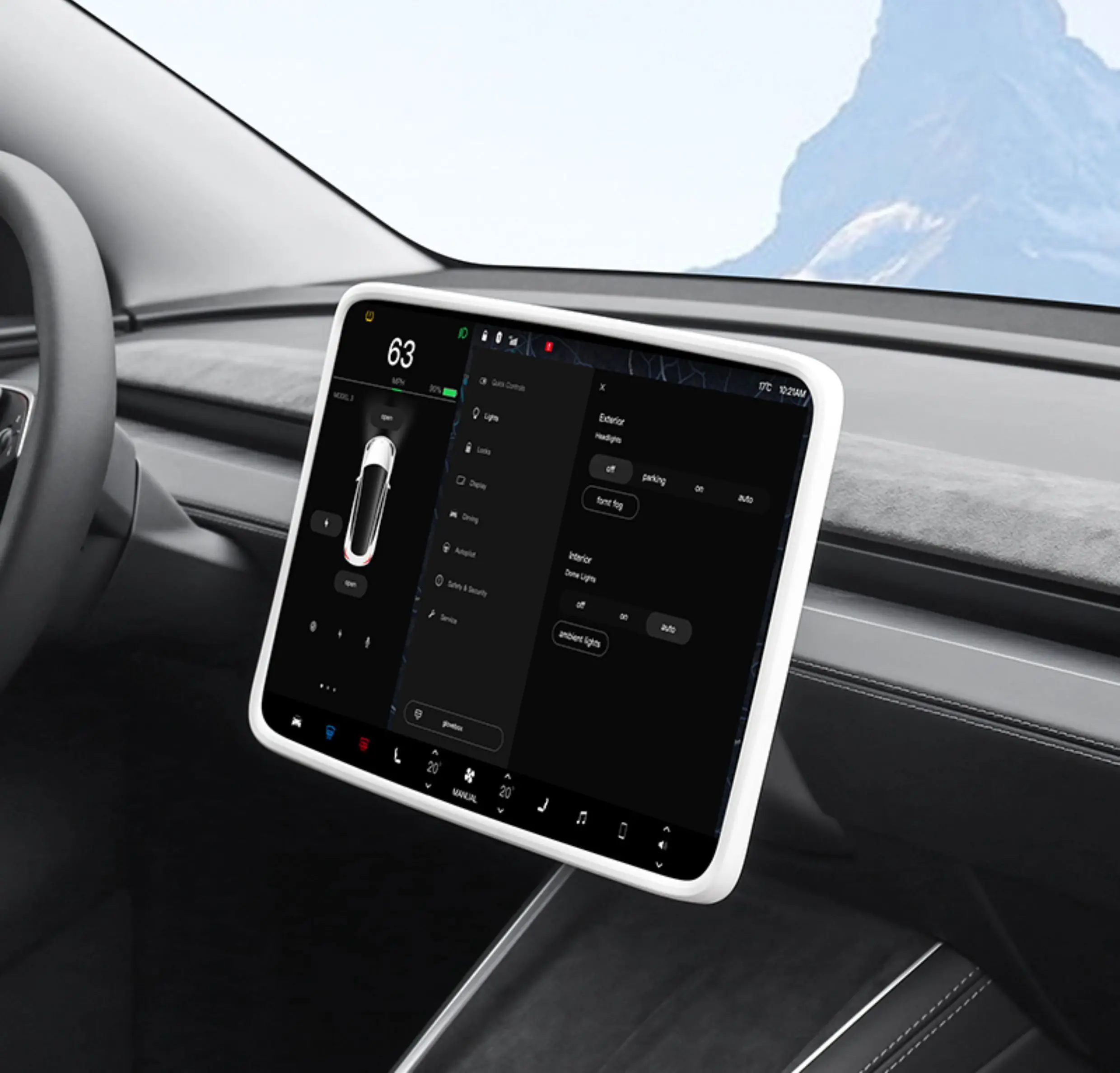 Für Tesla Model 3/Y 2021-2027 Silikon-Schutzrahmen-Kantenabdeckung Model YL Zentraler Navigationsbildschirm-Schutzfolie-Aufkleber – Detail 9