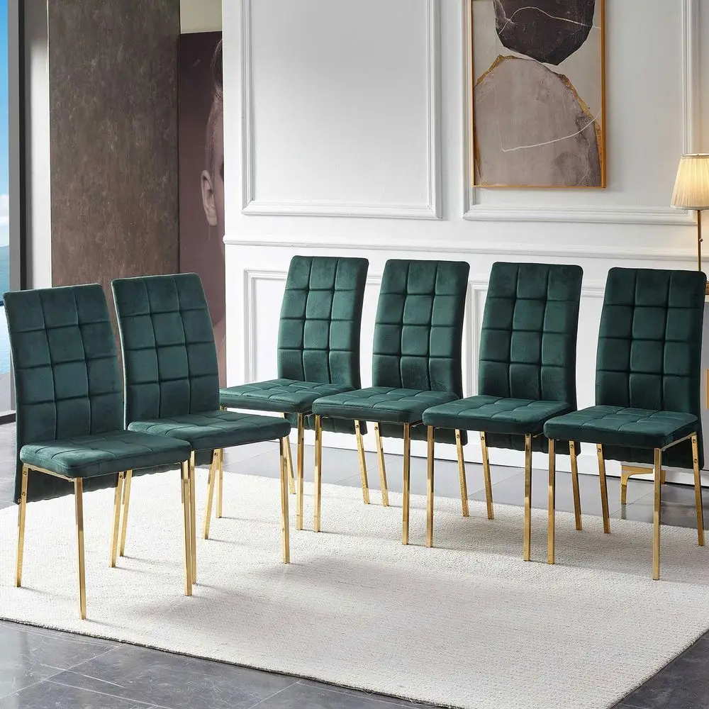 

Dining Chairs Upholstered Set of 6, Modern MidCentury Reception Room Chairs High Backrest Armless Side Accent Chairs Tufted with