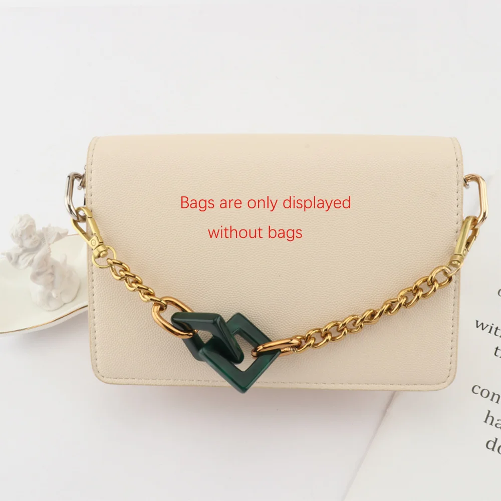 Replace The Handbag Chain Short Shoulder Strap Fashion Retro Block Acrylic Chain Handmade Bag Chain Can