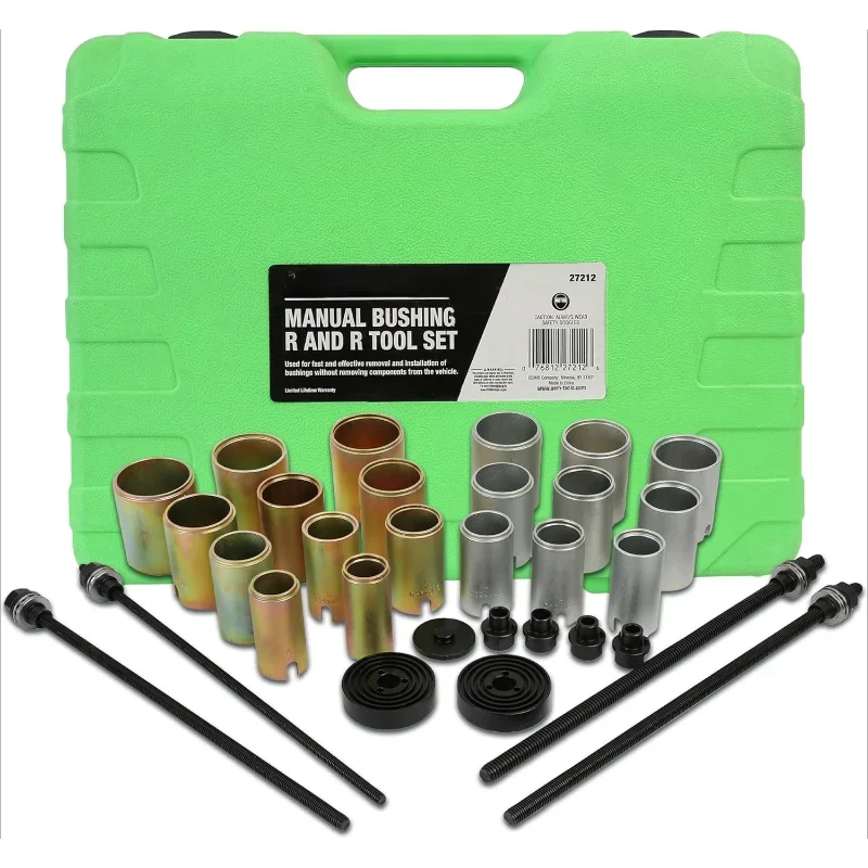 

home.27212 Manual Bushing Removal Tool Set, Suspension and Wheel Bearing Service Kit, 20 Cups and Adapters for Bushing, Seal