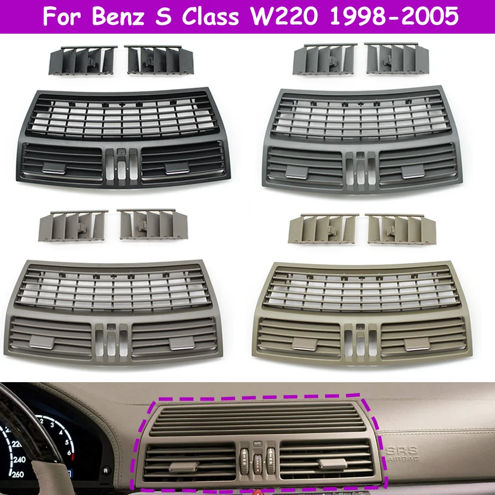 

W220 Car Front Dashboard Middle AC Vent Air Vent Grille Panel Cover For Mercedes Benz S Class 1998-2005 2208300554 2208302254