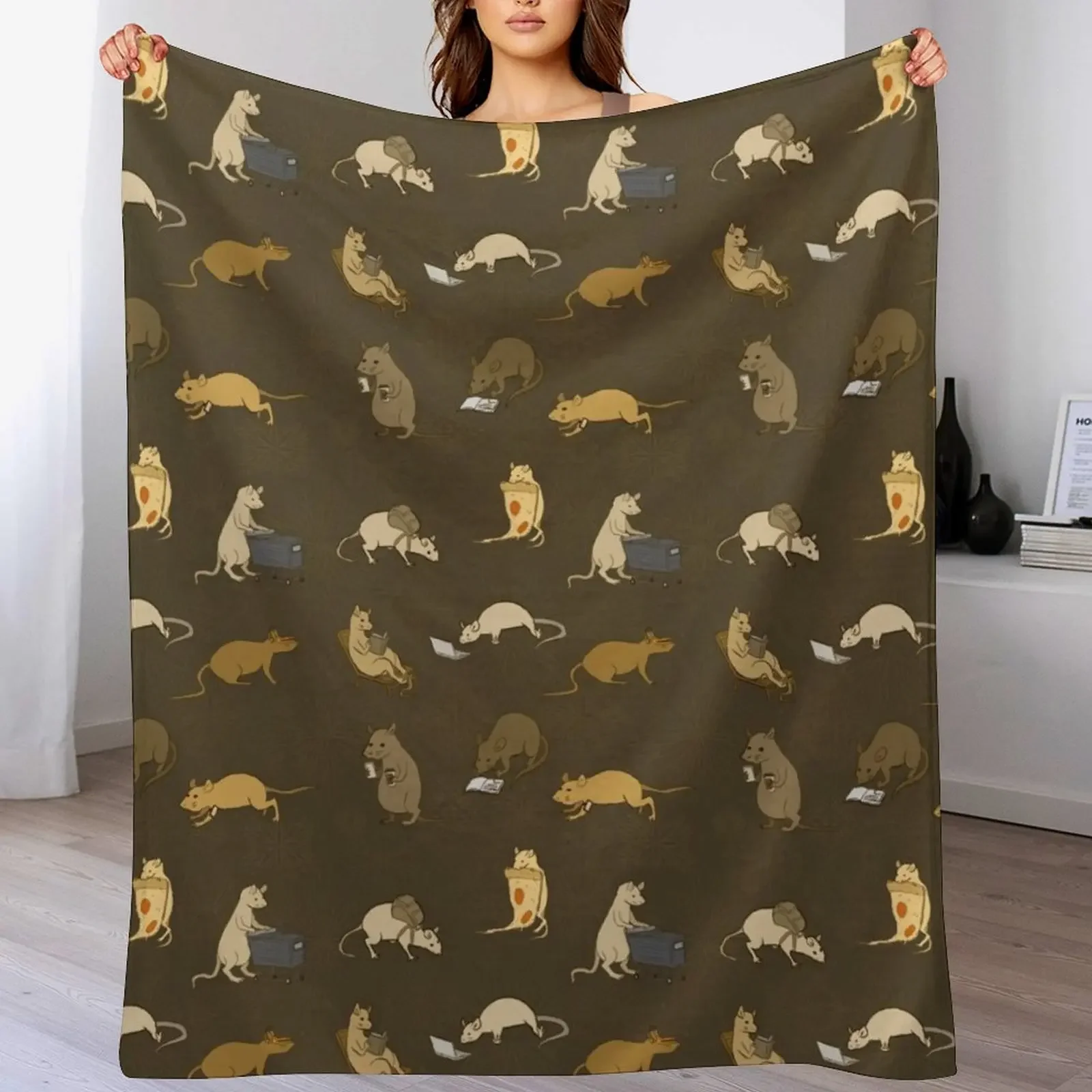 Rats Having a Good time Throw Blanket Decorative Soft Throw Blanket for Couch Sofa