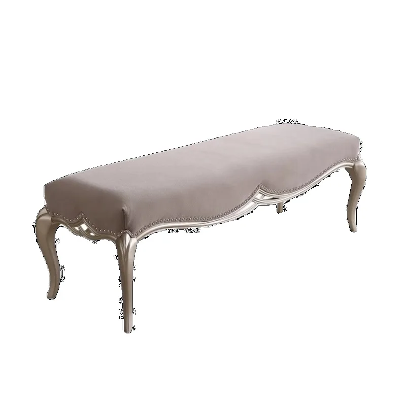 Bedroom home light luxury bedside stool sofa stool suede cloth solid wood bench master bedroom