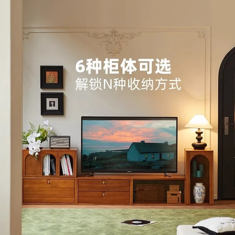 Nordic solid wood bookcase free combination display cabinet simple small apartment living room floor TV cabinet storage locker