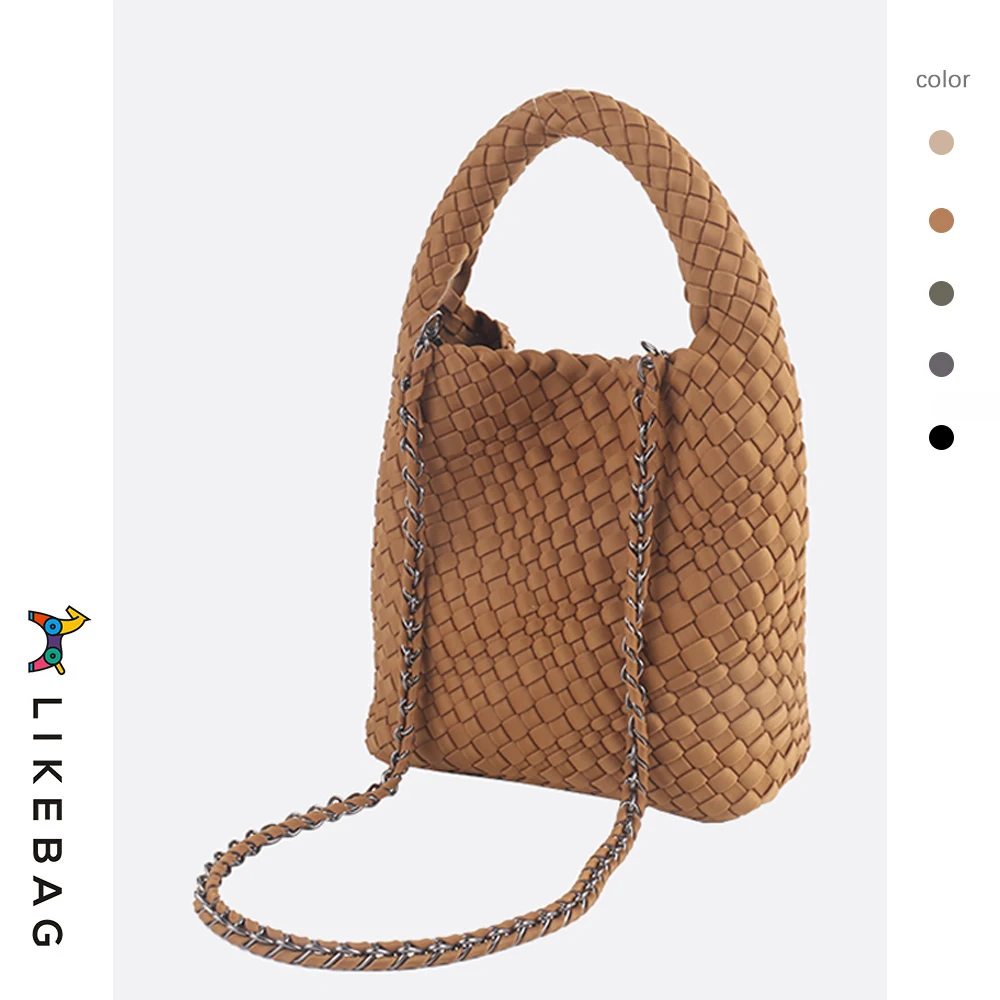 LIKEBAG Fashion Neoprene Woven Bag  Handwoven Handbags Nylon Large Capacity Messenger Bag With Woven Clutch Bag