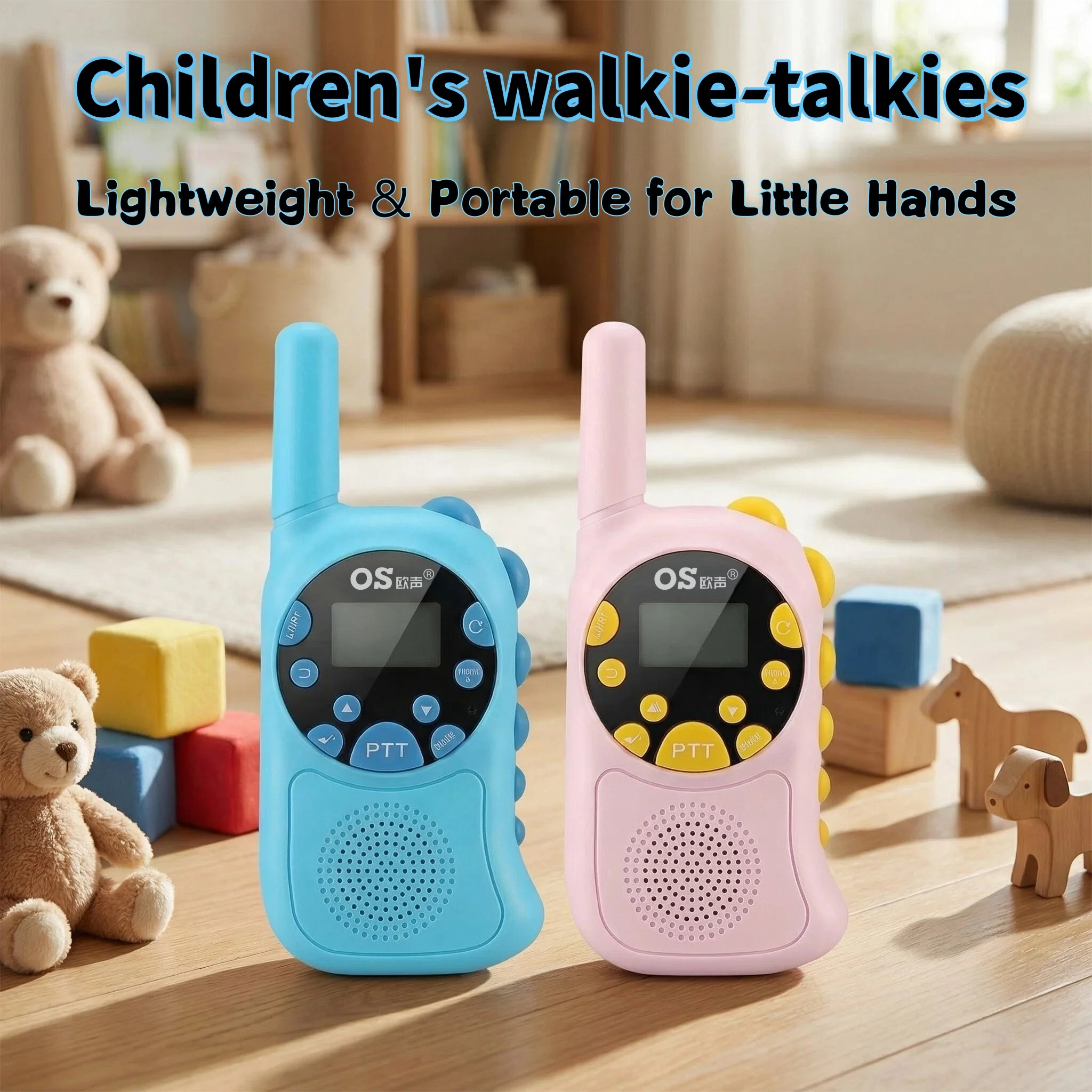 Kids Walkie Talkies 22 CH Two Way Radio LCD Display Cute Dinosaur Soft Touch Coating Outdoor Toy Gift for Boys Girls