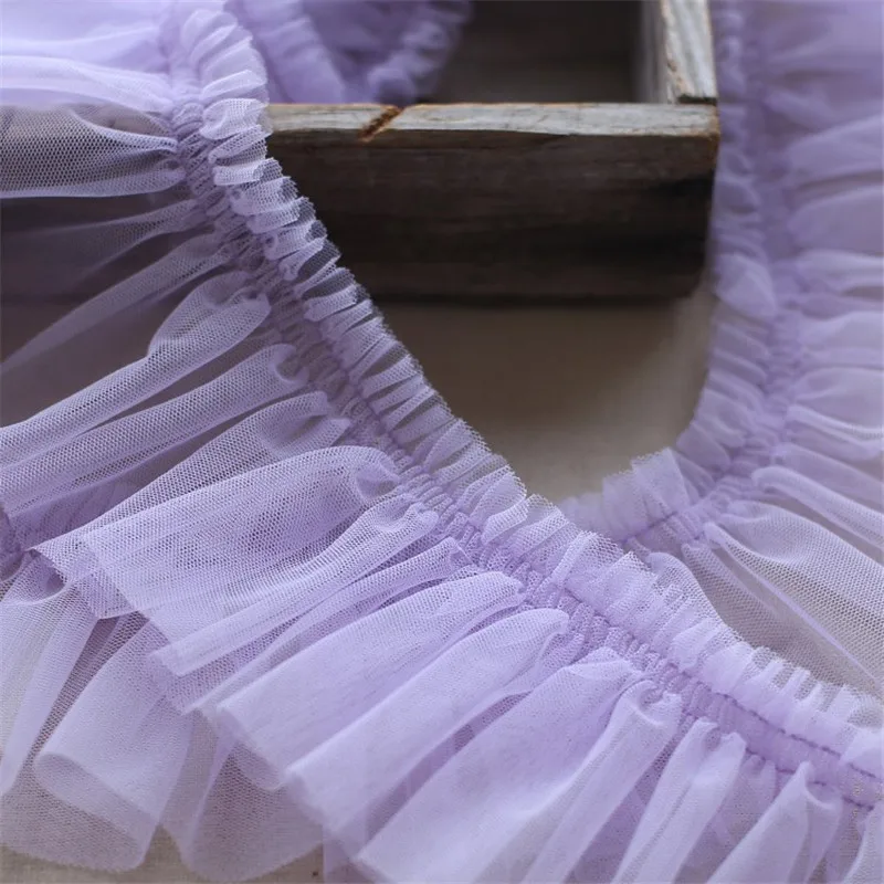 10CM Wide Tulle Frilled Mesh 3d Pleated Fabirc Lace Embroidery Fringed Ribbon Ruffle Trim Dress Collar Applique DIY Sewing Decor