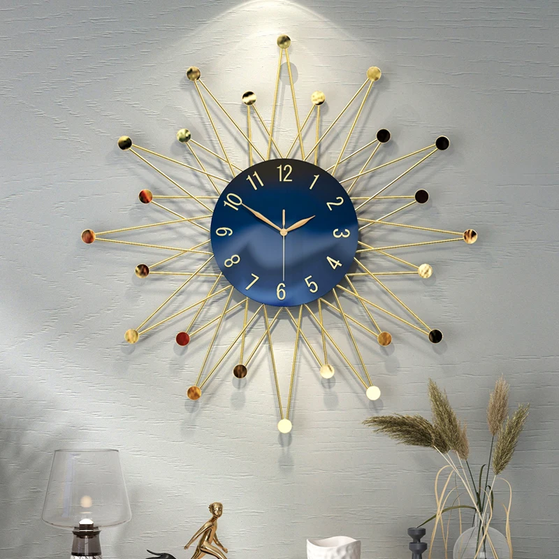 

Modern Design Fashion Wall Clocks Living Room Luxury Quartz Creative Stylish Wall Clock Metal Art Golden Klok Wall Decoration