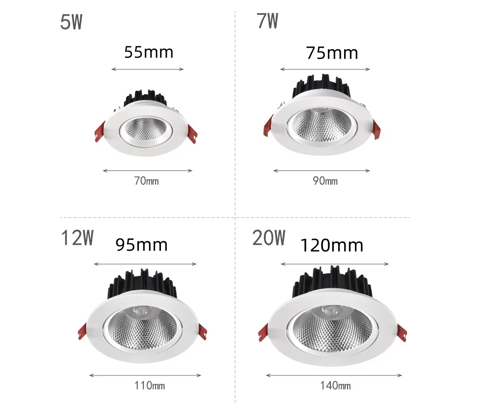 High-power 30Wled spotlights embedded household aisle anti-glare lamp exhibition hall project adjustable angle ceiling spotlight