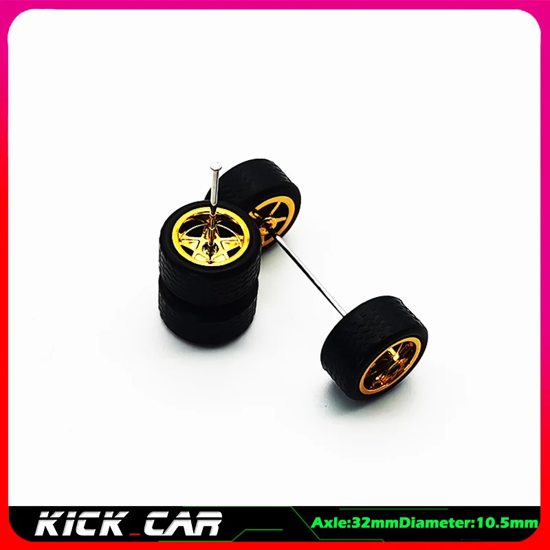 Metallic Color 1/64 Wheels With Rubber Tires 1 Set(4pcs) Plastic Basic Modified Parts Vehicle Toy For Hotwheels Tomica Mini GT