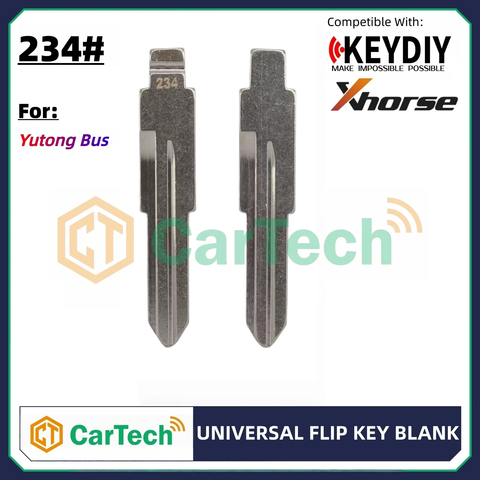 Cartech 234# Uncut Flip Blank Key Blade for KEYDIY KD XHORSE VVDI Universal Remote Fit Yutong Bus