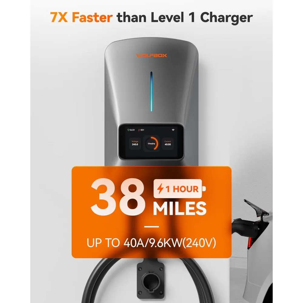 

Level 2 EV Charger 40 Amp - Smart Display, RFID Card, 25ft Cable, Outdoor/Indoor, NEMA 14-50 EV Charger Level 2