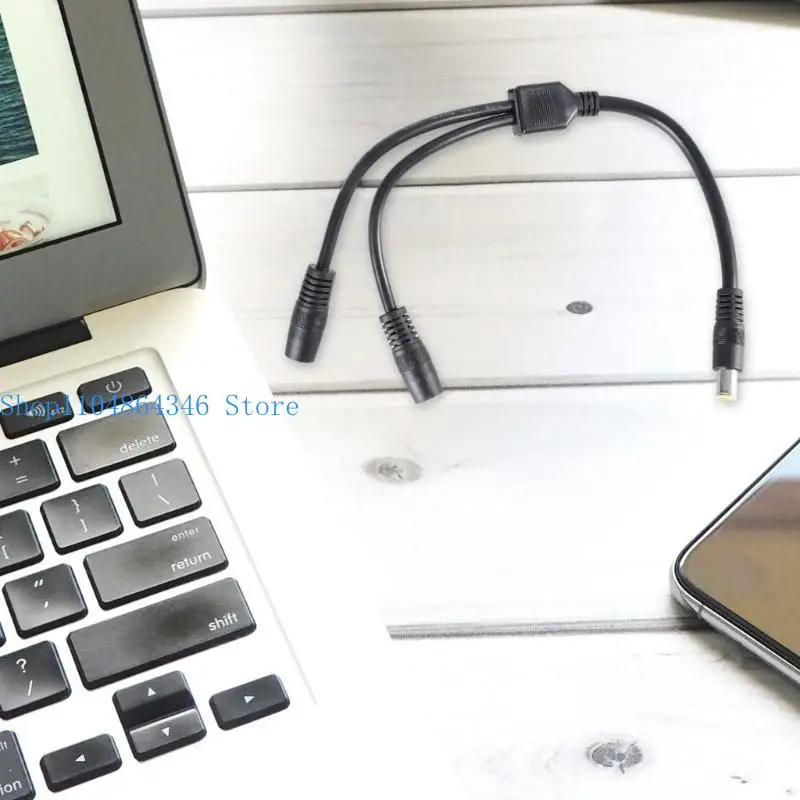 652F DC7909 Y Splitter Adapter Cable 7.9x5.5mm Power Supply Wire 1 Male to 2 Female