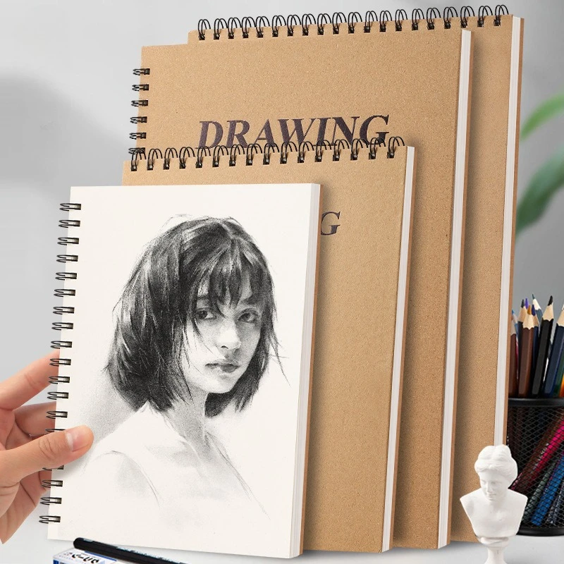 16K/A4 Double Coil Sketchbook 30 Pictures/60 Pages for Sketching Color Pencil Drawings Suitable Beginner Artists Designers
