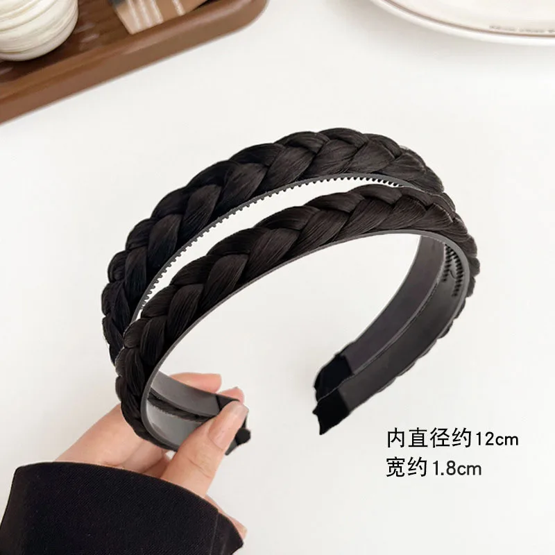 2pc Vintage Perücke Twists Braid Haarband mit Zahn Anti-skid Haar Bands für Frauen Mädchen Koreanische Retro Stirnband zubehör – Detail 6