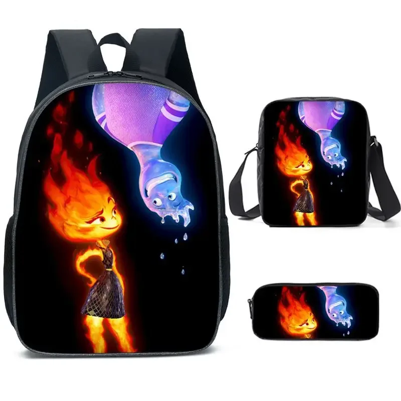 3PC-SET MINISO Disney Elemental Peripheral Cartoon Student Schoolbag Children's Large Capacity Backpack The Best Christmas Gift