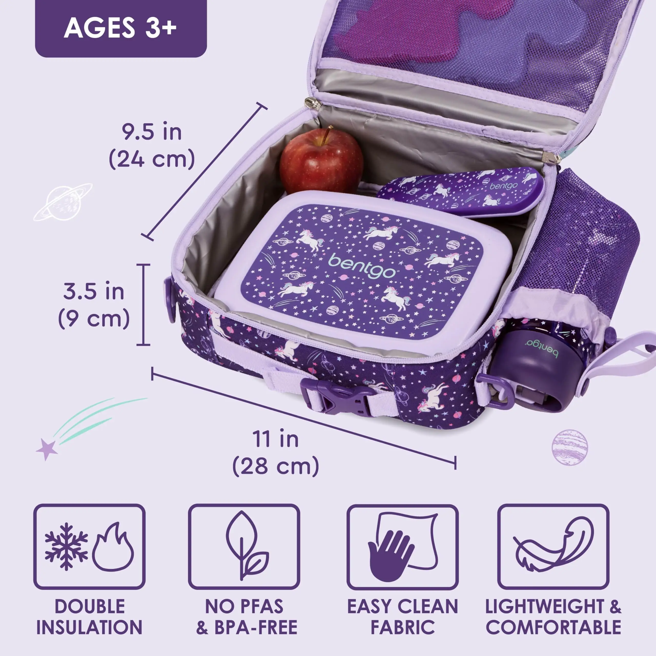 2025 New Cute Cartoon Kids Bento Lunch Bag Unicorn Print Reusable Lunch Box Double Insulated Waterproof for Children 3Years+